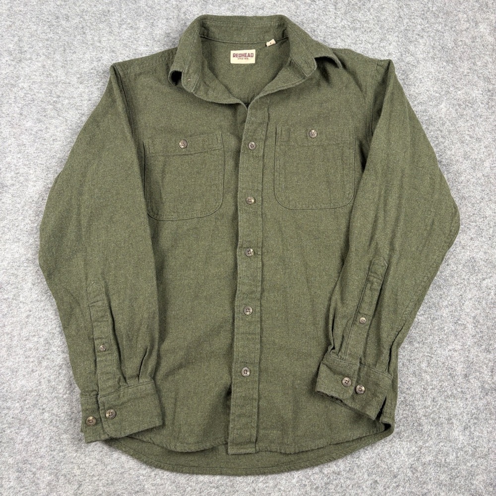 Redhead Flannel Shirt Mens Small Olive‎ Green Long Sleeve Button Down Outdoor